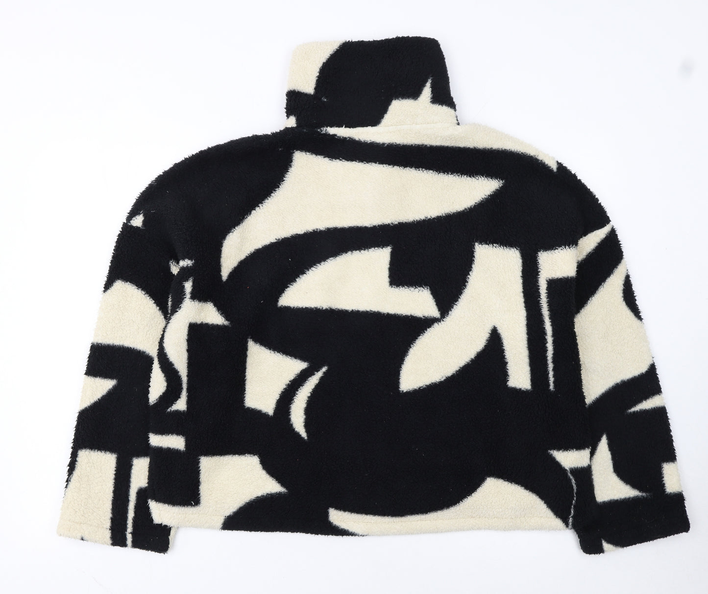 Monki Women's Black Beige Fleece Pullover Sweatshirt Size M