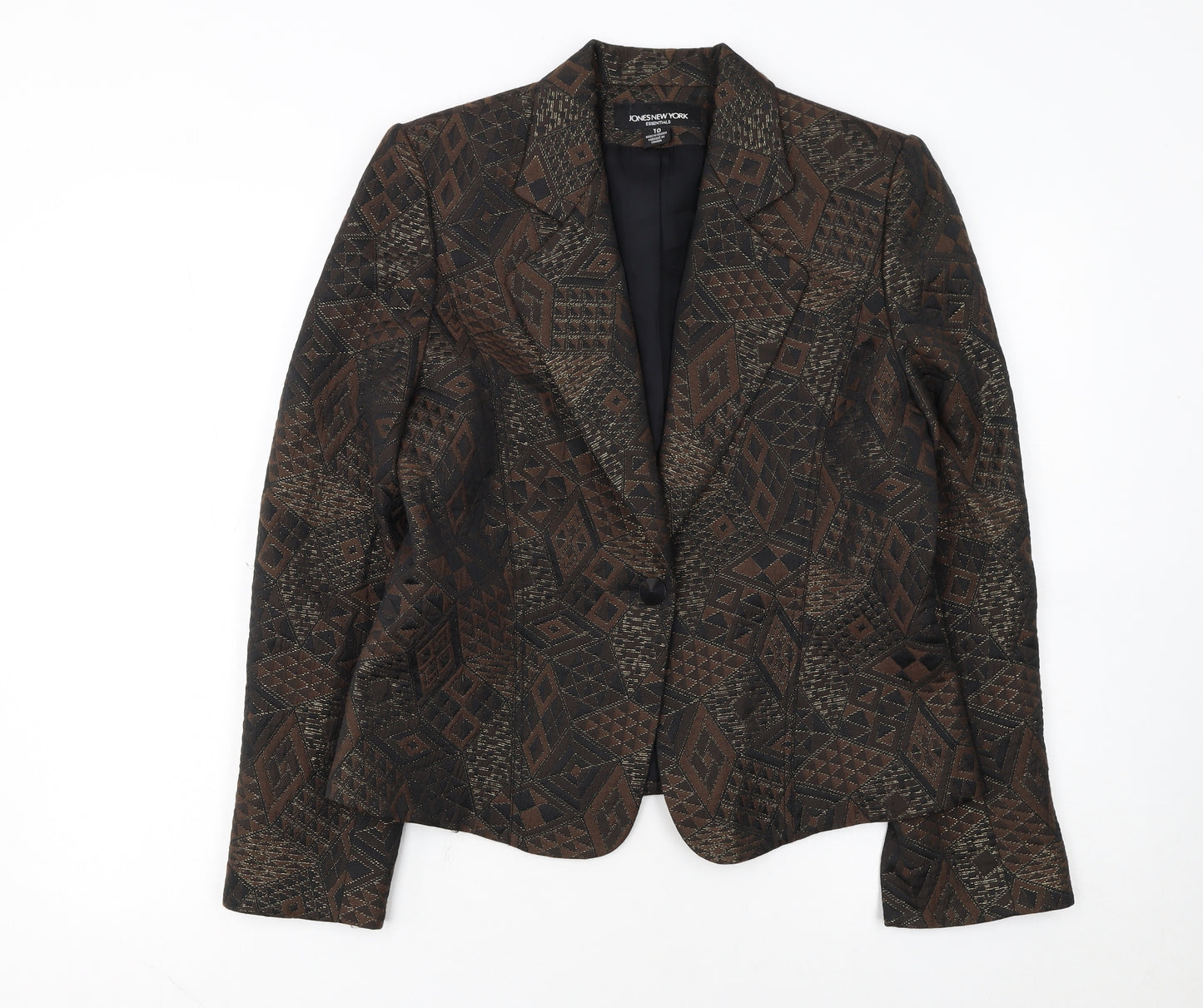 Jones New York Women's Brown Jacquard Blazer Size 12 Classic Fit