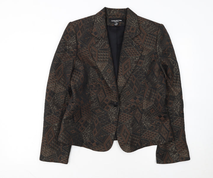 Jones New York Women's Brown Jacquard Blazer Size 12 Classic Fit