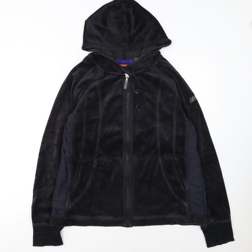 DKNY Active Women Black Full Zip Hoodie XL Fleece Zip Front Casual