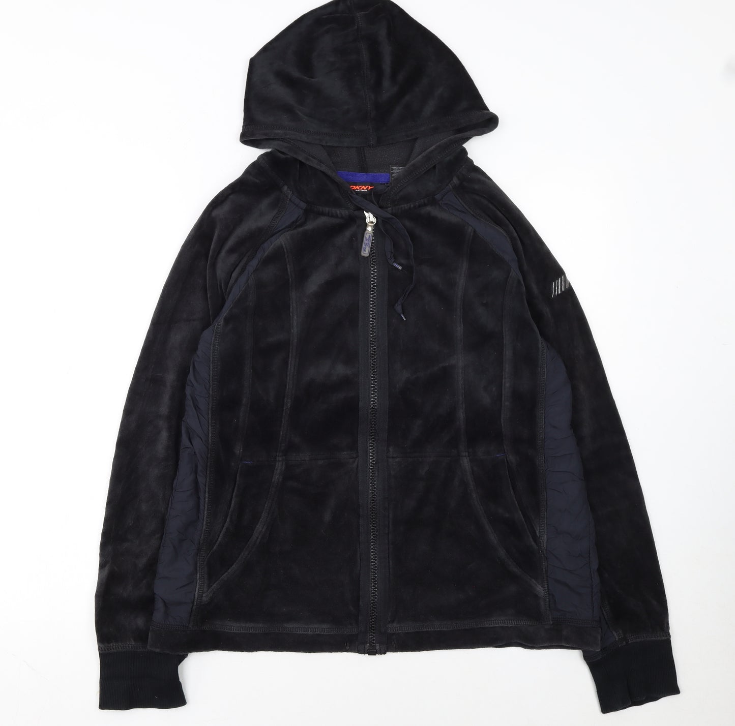 DKNY Active Women Black Full Zip Hoodie XL Fleece Zip Front Casual