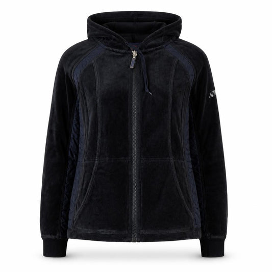 Front view of DKNY Active Women Black Full Zip Hoodie XL Fleece Zip Front Casual