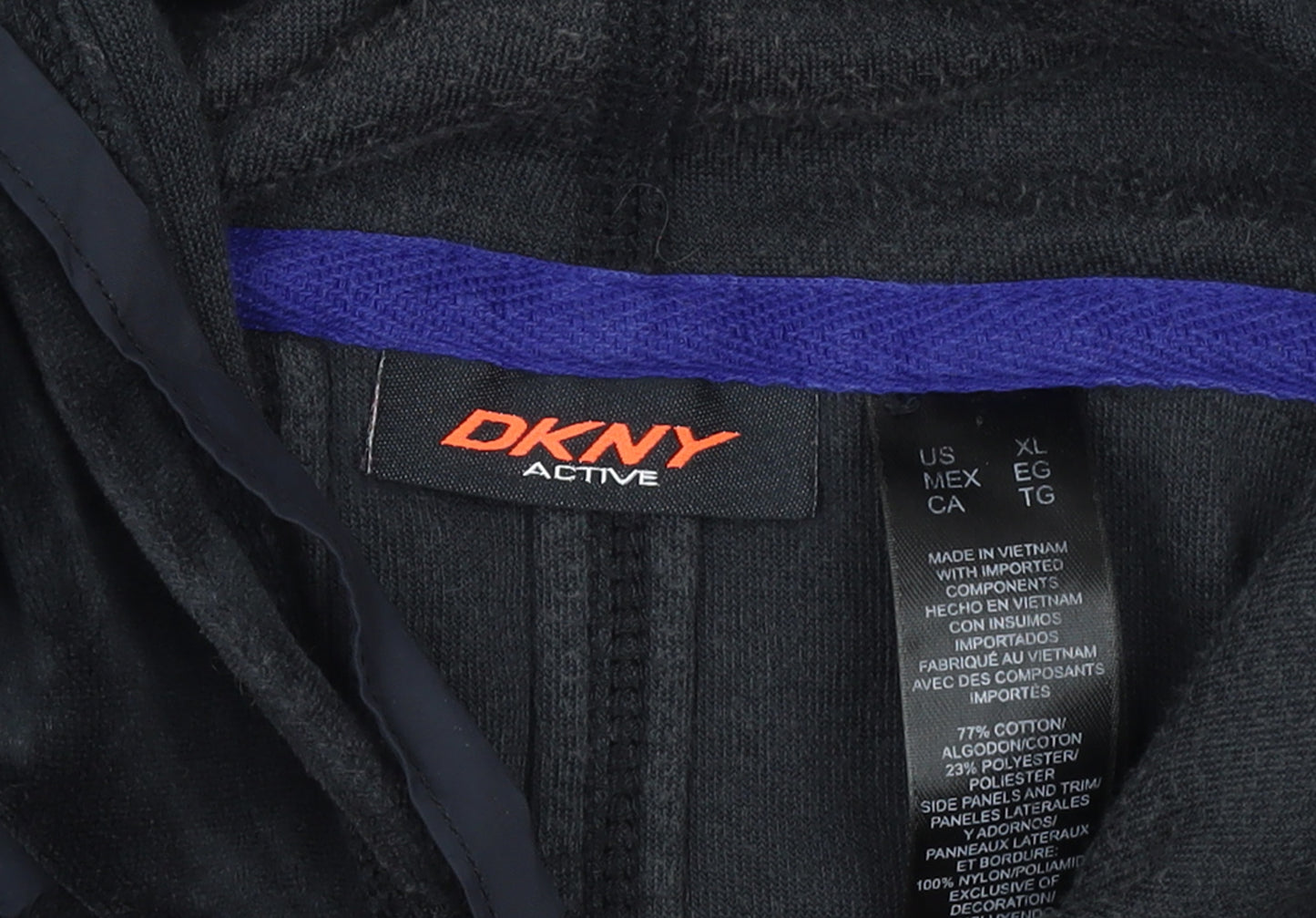 DKNY Active Women Black Full Zip Hoodie XL Fleece Zip Front Casual