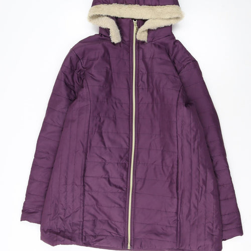 Nathalie Andersen Womens Purple Hooded Puffer Coat Size M