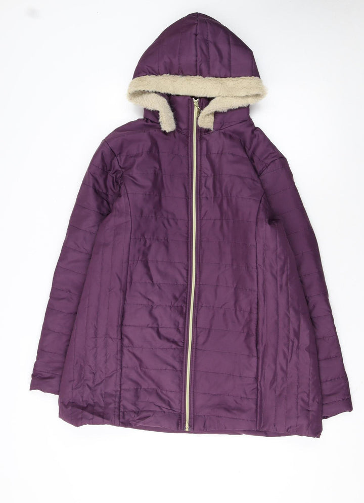 Nathalie Andersen Womens Purple Hooded Puffer Coat Size M