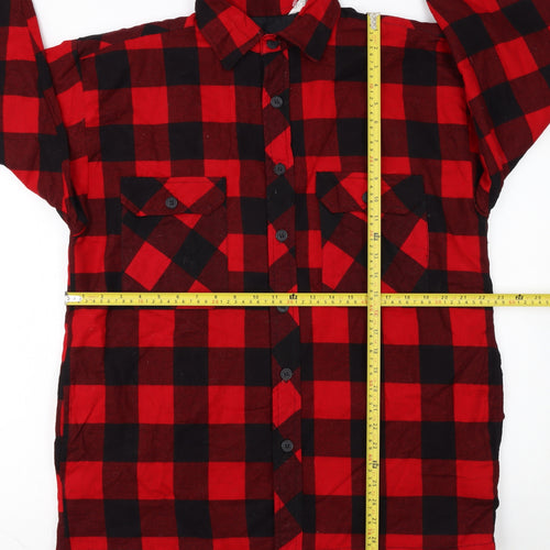 H Valentino Men's Red Check Flannel Cotton Lined Jacket Size M