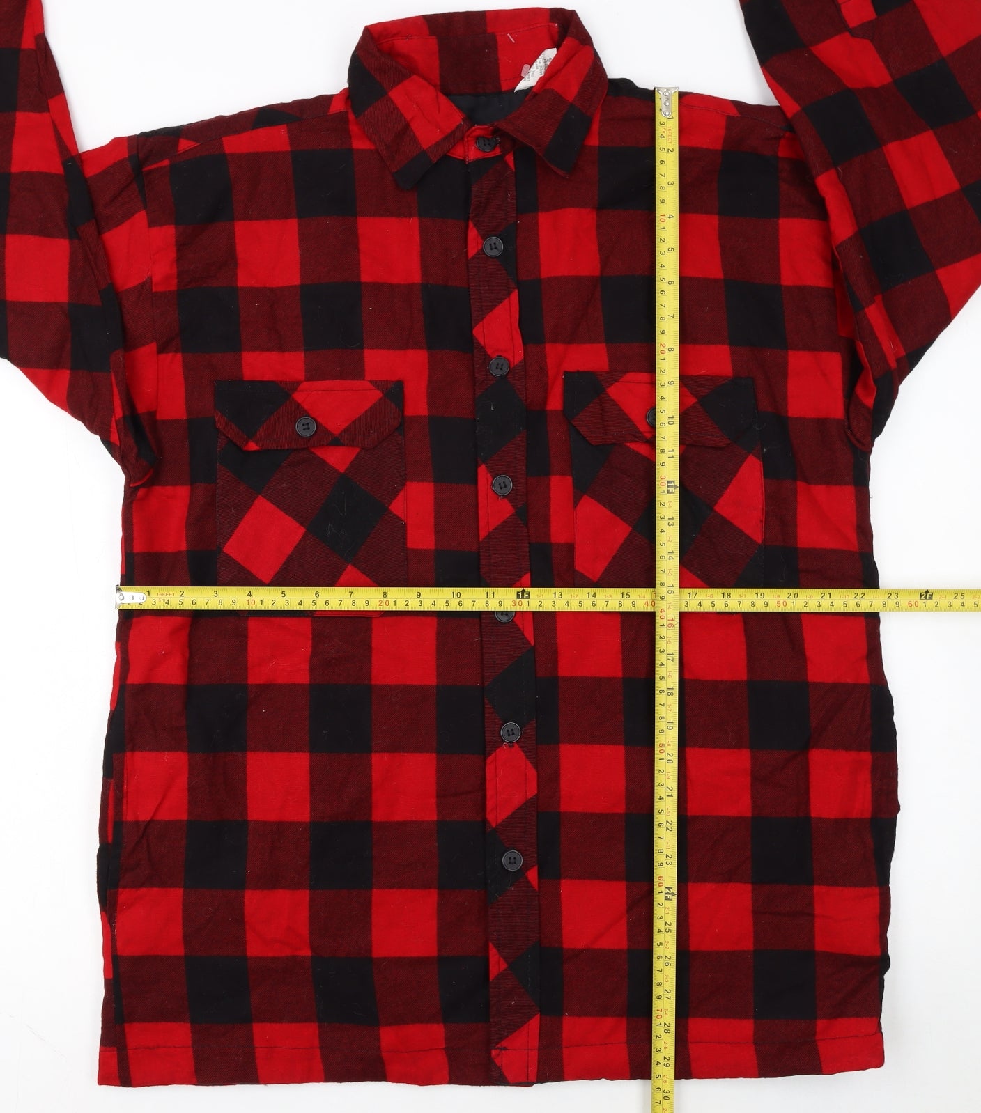 H Valentino Men's Red Check Flannel Cotton Lined Jacket Size M
