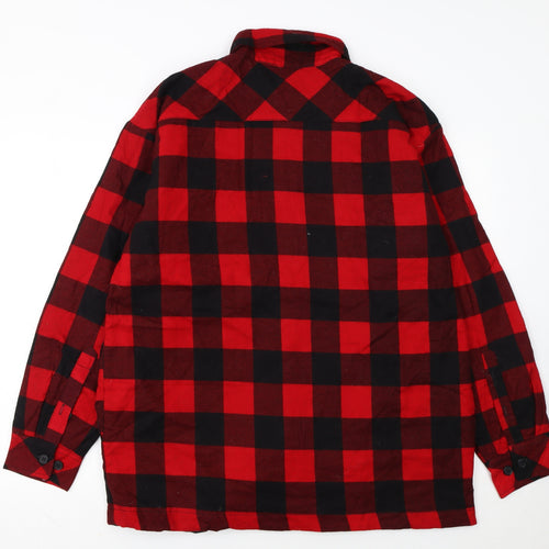 H Valentino Men's Red Check Flannel Cotton Lined Jacket Size M