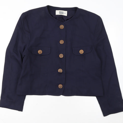 I.Q. Women's Navy Blue Suit Jacket Size 18 Classic Long Sleeve