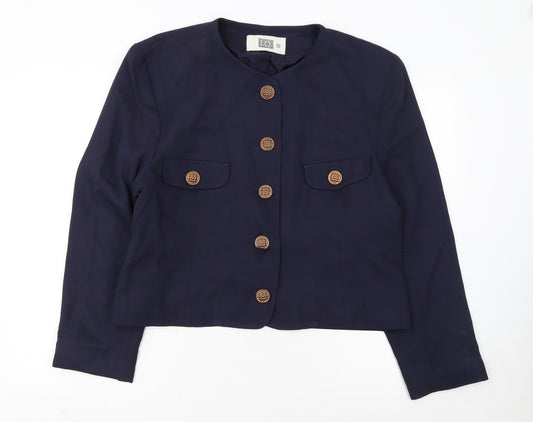 I.Q. Women's Navy Blue Suit Jacket Size 18 Classic Long Sleeve