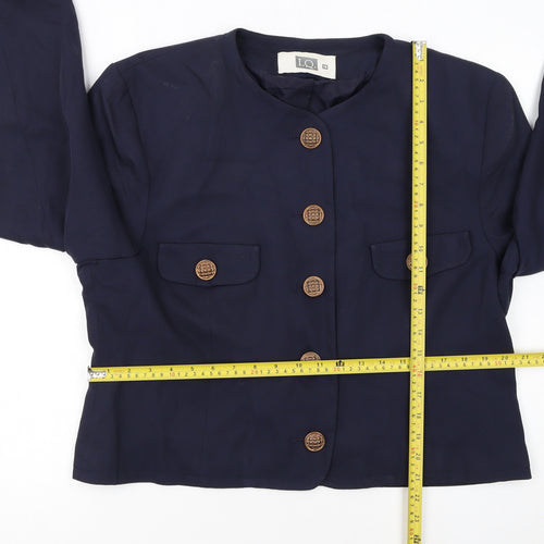 I.Q. Women's Navy Blue Suit Jacket Size 18 Classic Long Sleeve