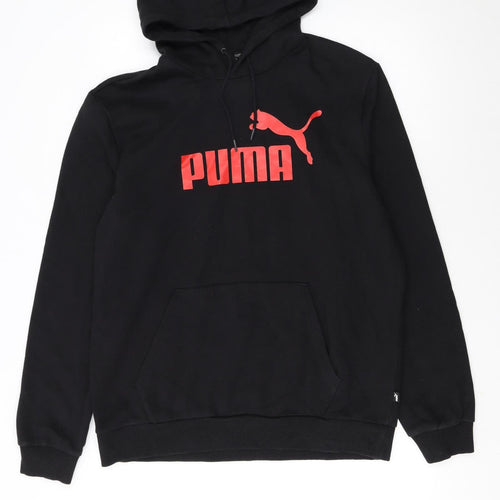 Puma Men's Black Pullover Hoodie Large Logo Sweatshirt
