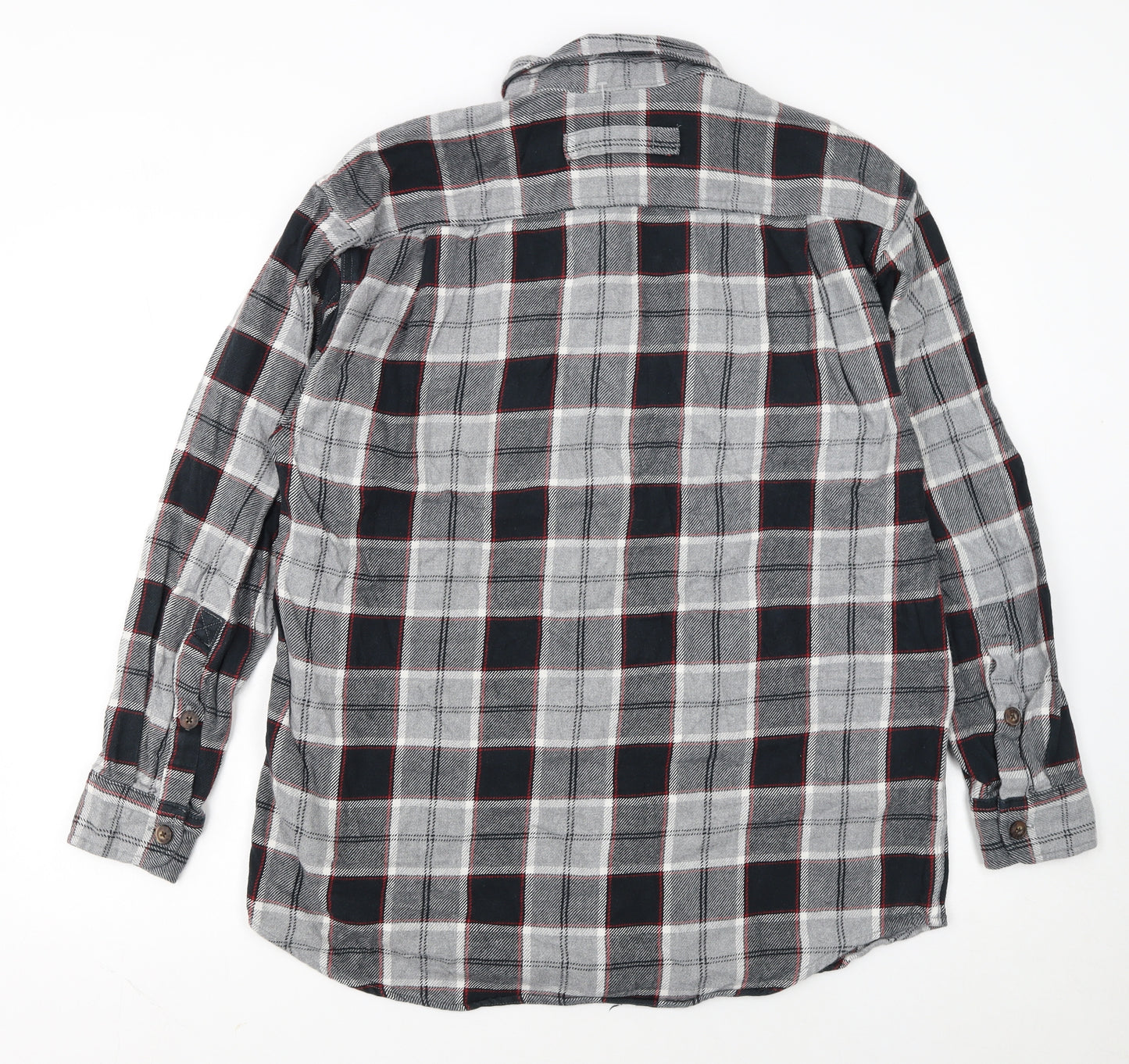 Duluth Trading Co Men's Grey Check Flannel Button-Up Shirt M Regular Fit