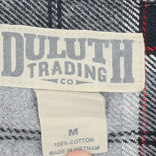Duluth Trading Co Men's Grey Check Flannel Button-Up Shirt M Regular Fit
