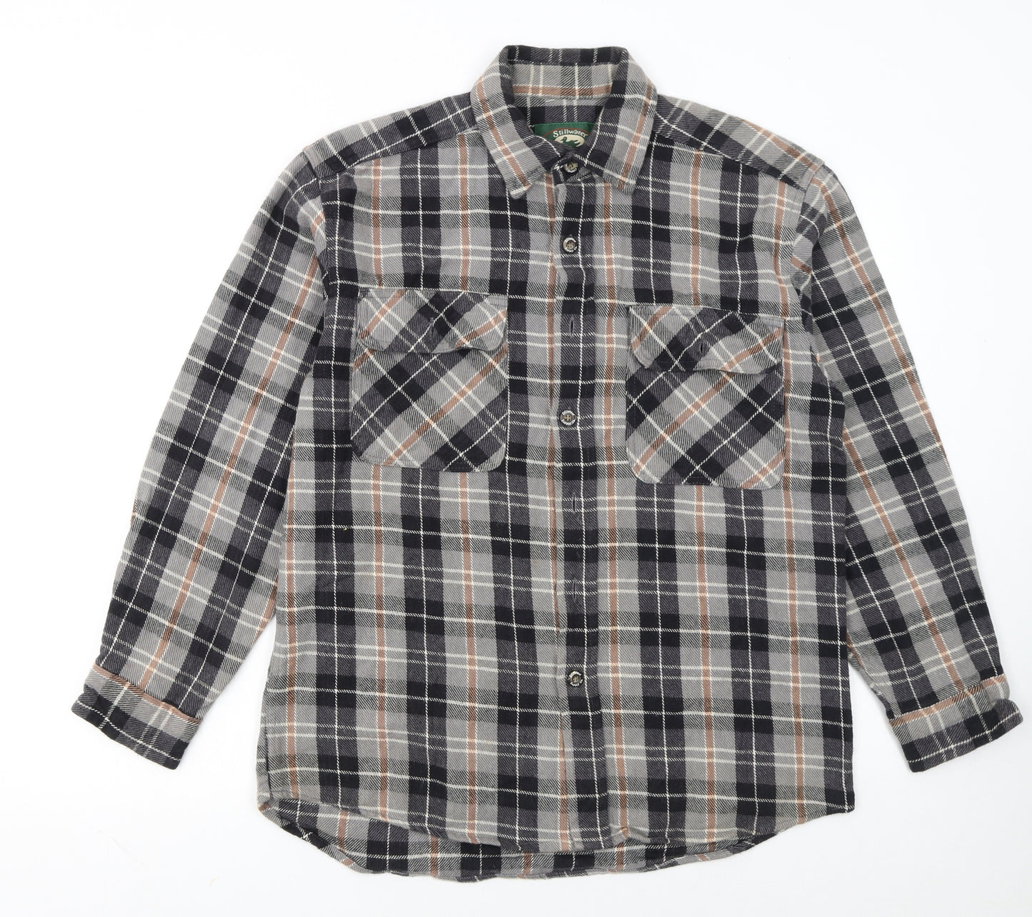 Stillwater Supply Co. Mens Grey Check Flannel Shirt Medium Cotton