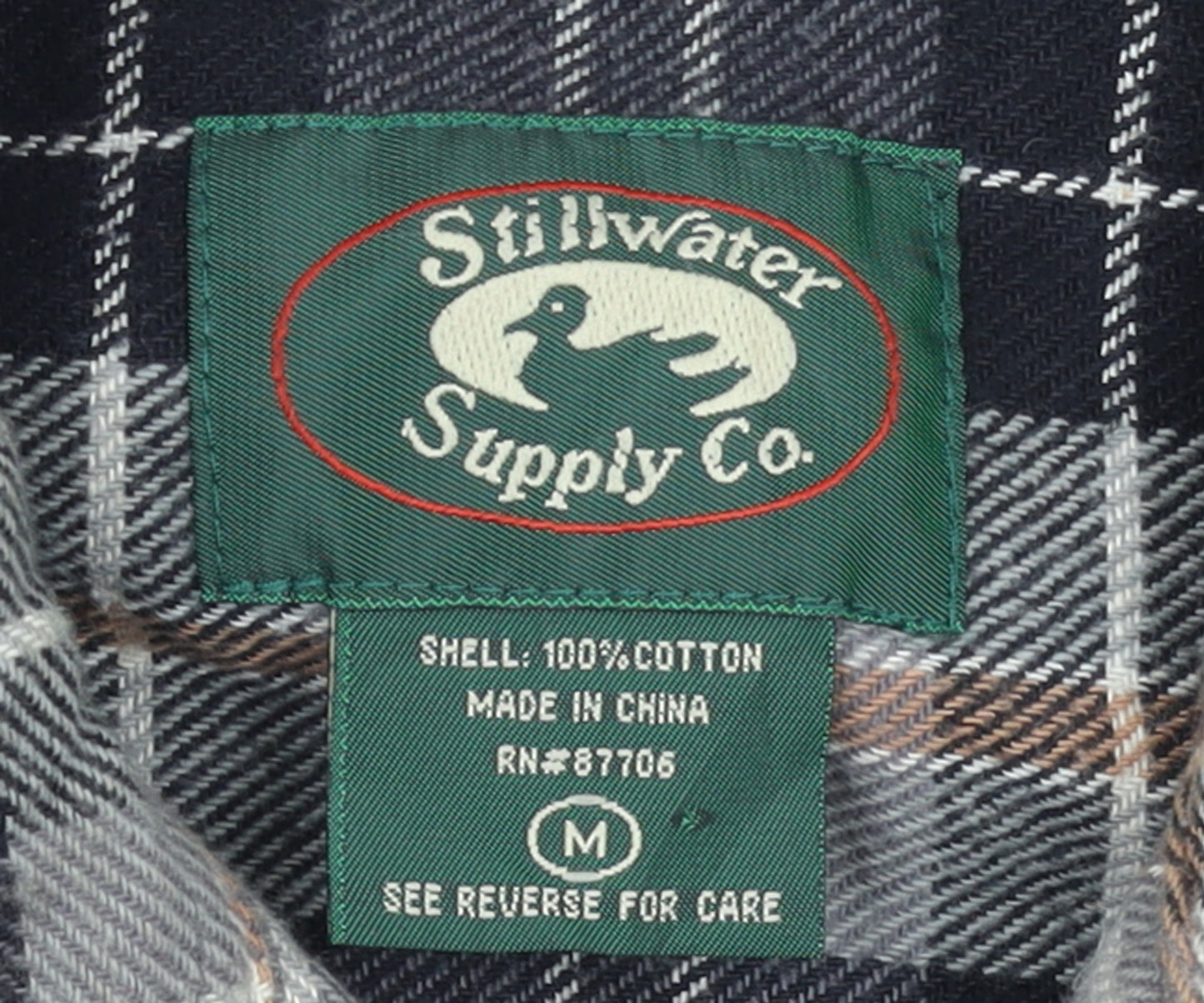 Stillwater Supply Co. Mens Grey Check Flannel Shirt Medium Cotton