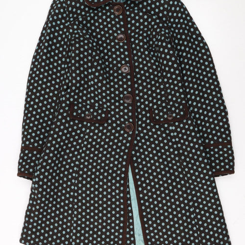 Boden Women’s Brown Polka Dot Wool Blend Mid-Length Coat Size 10