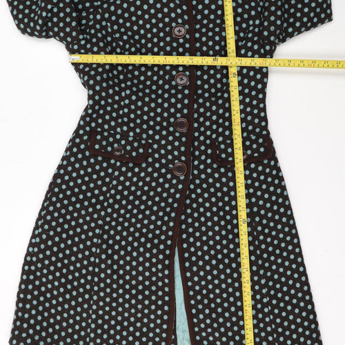 Boden Women’s Brown Polka Dot Wool Blend Mid-Length Coat Size 10