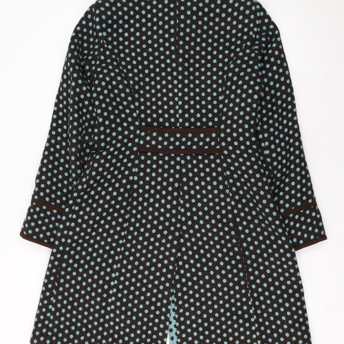 Boden Women’s Brown Polka Dot Wool Blend Mid-Length Coat Size 10