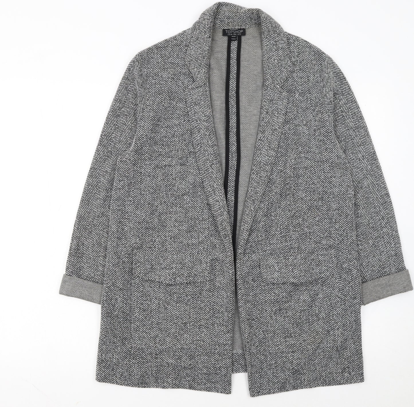 Topshop Maternity Grey Herringbone Longline Blazer Jacket UK 10