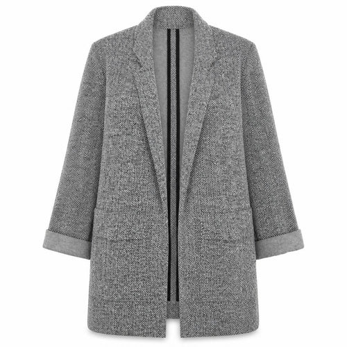 Topshop Maternity Grey Herringbone Longline Blazer Jacket UK 10
