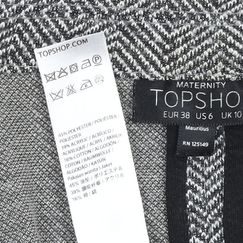 Topshop Maternity Grey Herringbone Longline Blazer Jacket UK 10