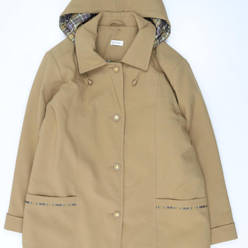 Damart Women's Beige Hooded Mid-Length Rain Coat Size 18