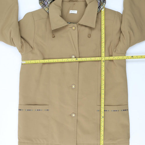 Damart Women's Beige Hooded Mid-Length Rain Coat Size 18