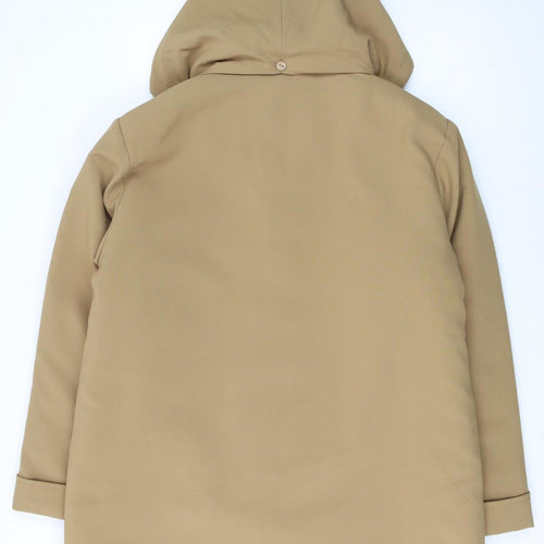 Damart Women's Beige Hooded Mid-Length Rain Coat Size 18