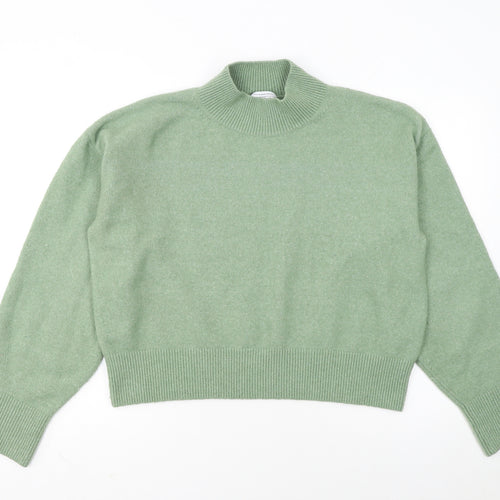 & Other Stories Womens Green Mock Neck Wool Blend Jumper M