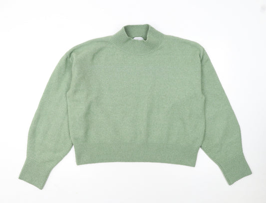 & Other Stories Womens Green Mock Neck Wool Blend Jumper M