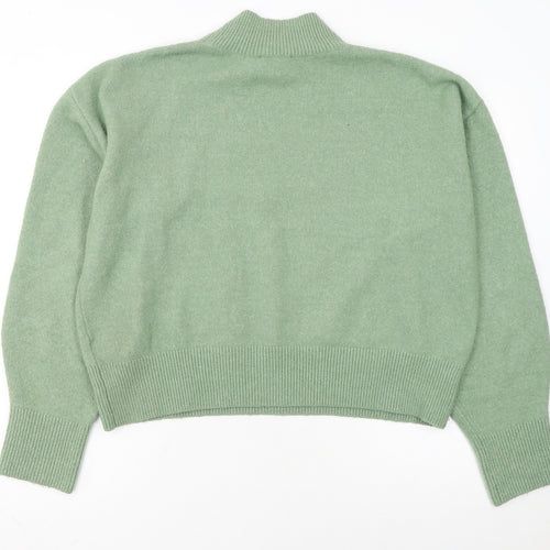 & Other Stories Womens Green Mock Neck Wool Blend Jumper M