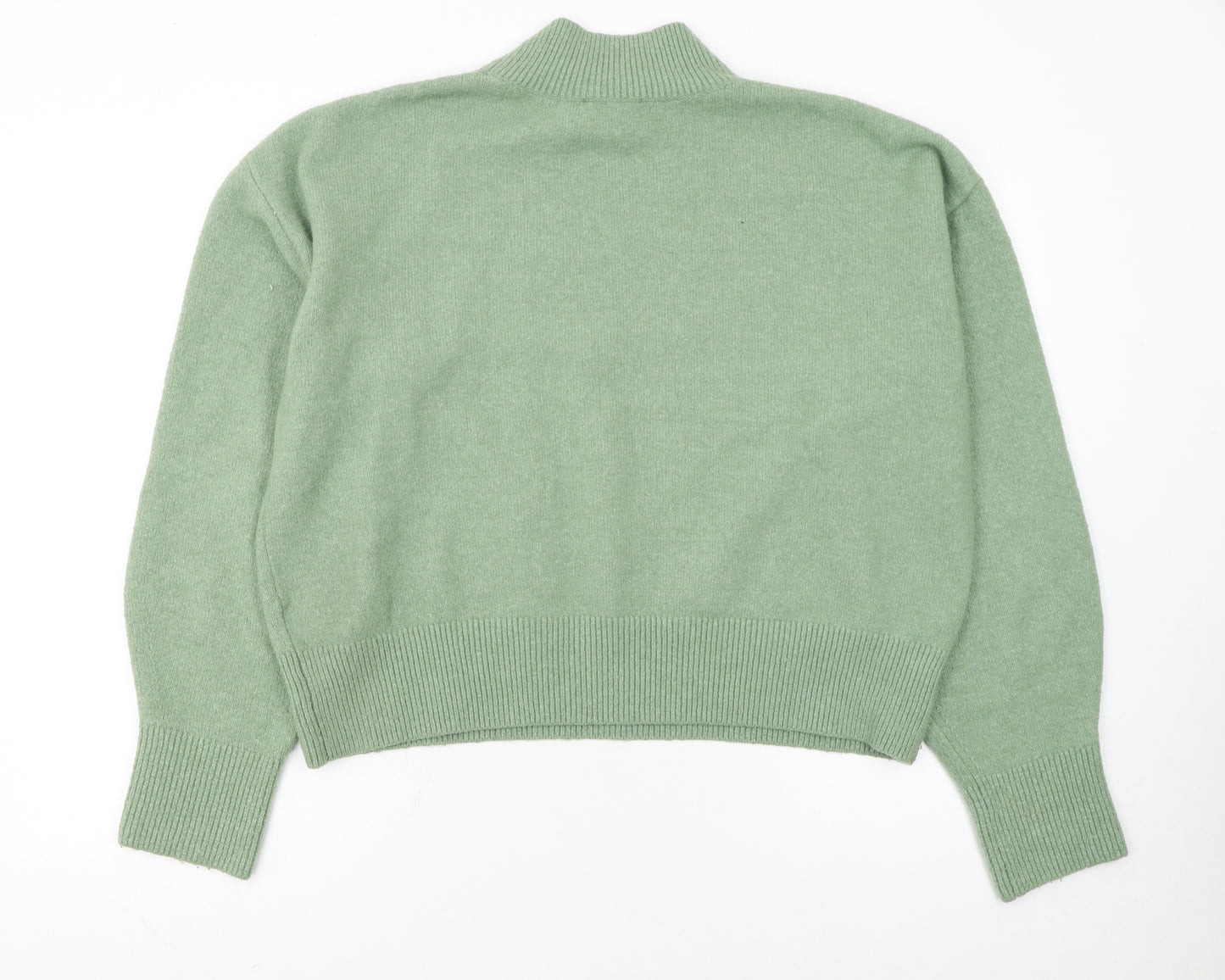 & Other Stories Womens Green Mock Neck Wool Blend Jumper M