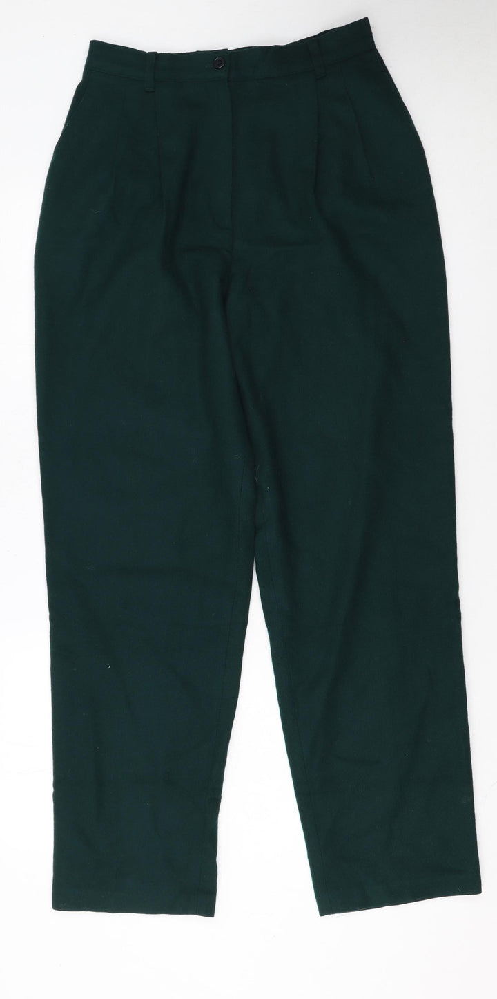 Sag Harbor Womens Green Wool High Waist Pleated Dress Pants Size 10