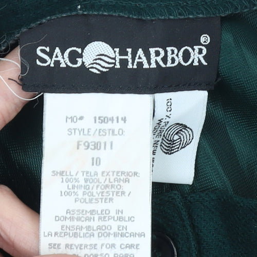 Sag Harbor Womens Green Wool High Waist Pleated Dress Pants Size 10