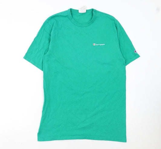 Champion Men's Green Cotton Crew Neck Short Sleeve T-Shirt Size L