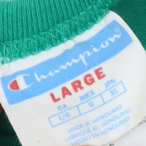 Champion Men's Green Cotton Crew Neck Short Sleeve T-Shirt Size L