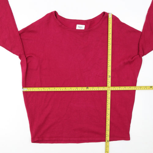 Saint Tropez Women’s Red Boat Neck 3/4 Sleeve Knit Jumper M