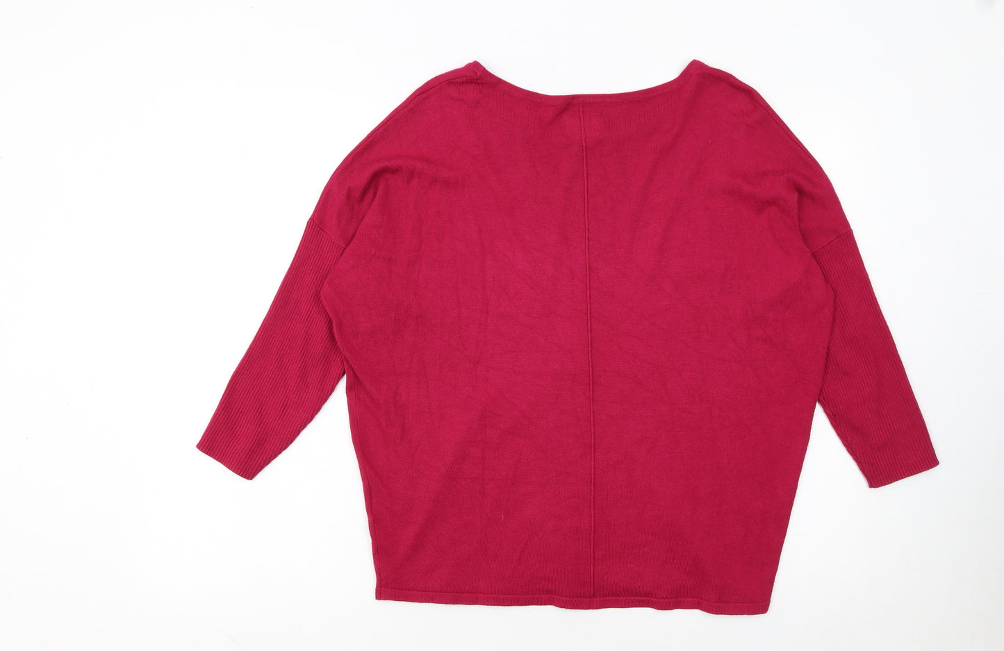 Saint Tropez Women’s Red Boat Neck 3/4 Sleeve Knit Jumper M