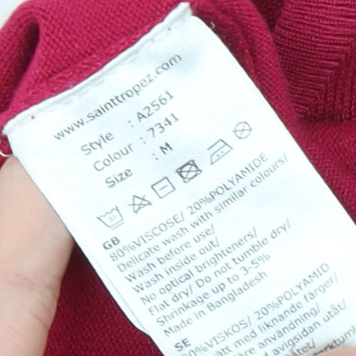 Saint Tropez Women’s Red Boat Neck 3/4 Sleeve Knit Jumper M