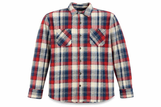 Front view of Schmidt Men's Multicoloured Plaid Flannel Button-Up Shirt XL Tall