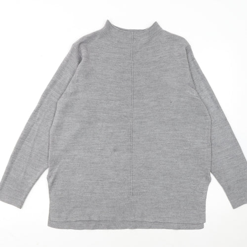 Marks and Spencer Women's Grey Mock Neck Knit Jumper Size M