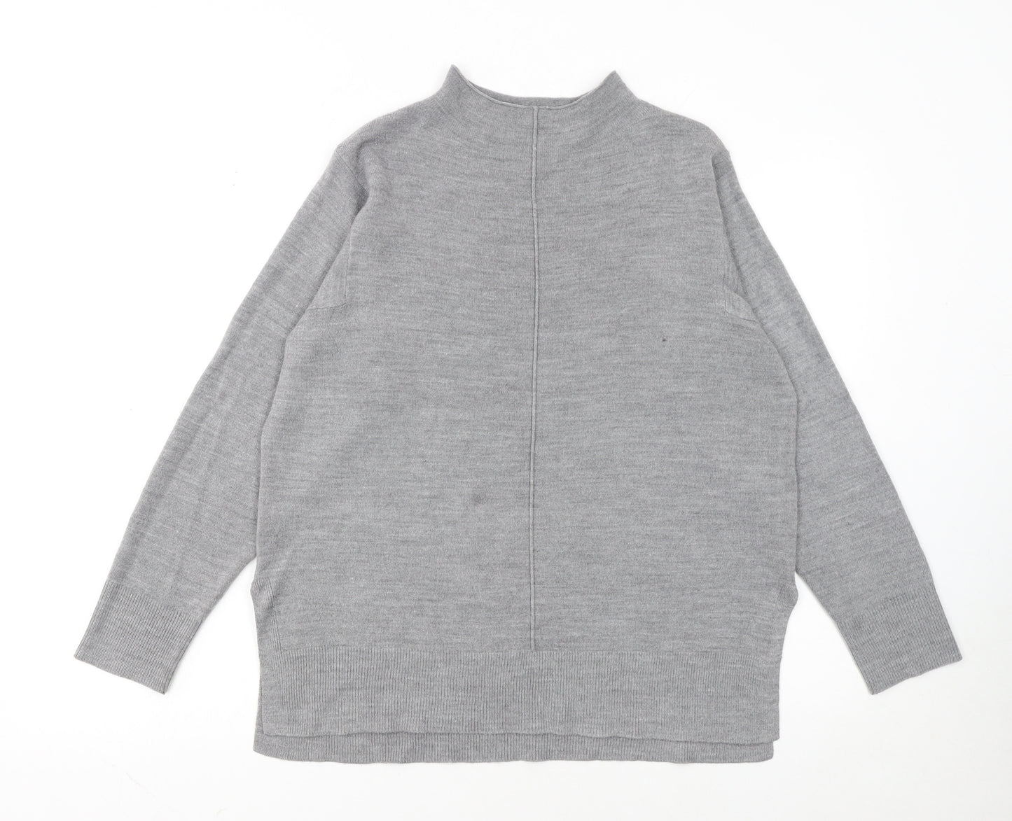 Marks and Spencer Women's Grey Mock Neck Knit Jumper Size M