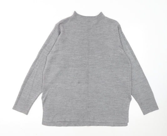 Marks and Spencer Women's Grey Mock Neck Knit Jumper Size M