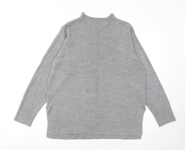 Marks and Spencer Women's Grey Mock Neck Knit Jumper Size M