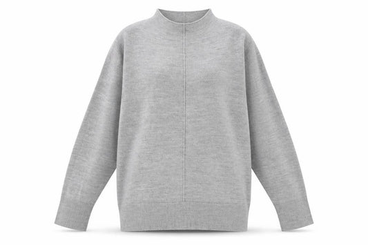 Front view of Marks & Spencer Women's Grey Mock Neck Knit Jumper, size M