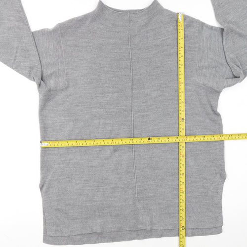 Marks and Spencer Women's Grey Mock Neck Knit Jumper Size M