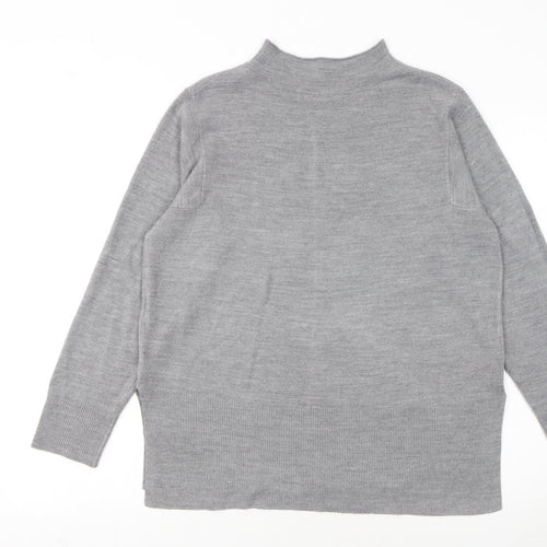 Marks and Spencer Women's Grey Mock Neck Knit Jumper Size M