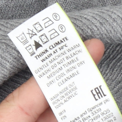 Marks and Spencer Women's Grey Mock Neck Knit Jumper Size M