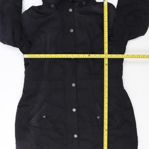FatFace Women’s Black Faux Fur Hooded Parka Coat Size 14